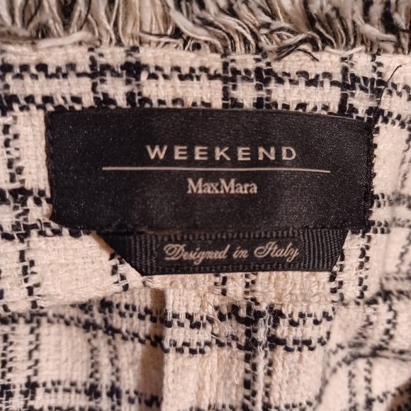 Weekend Max Mara Womens Houndstooth  Jacket Fringed Coat With Pockets Size 6 - Picture 9 of 9